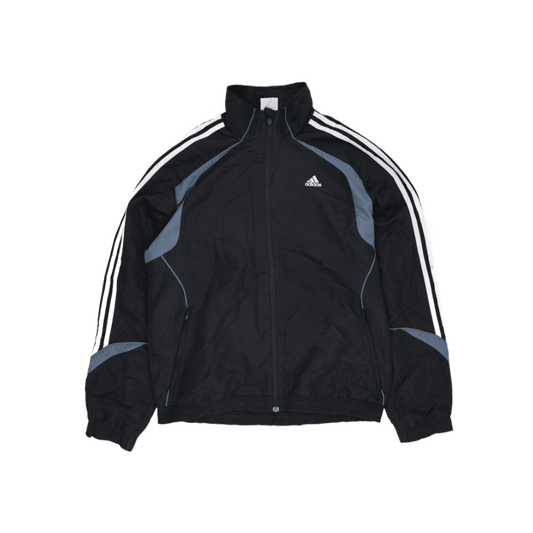 adidas Black Track Jacket Men's Size L Polyester Vintage Stand Collar
