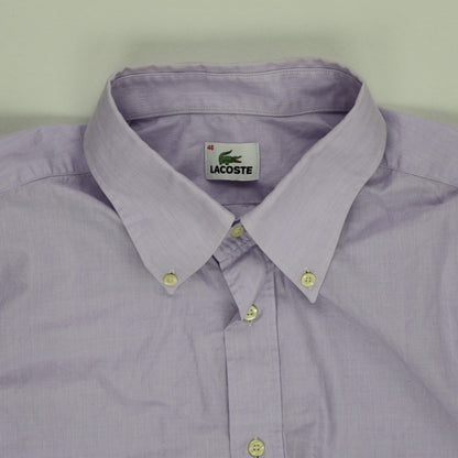 Lacoste Lilac Cotton Button Up Long Sleeve Shirt Size 46 Large Vintage