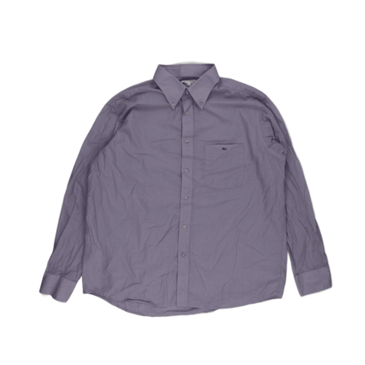 Lacoste Lilac Cotton Button Up Long Sleeve Shirt Size 46 Large Vintage