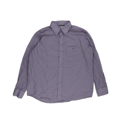 Lacoste Lilac Cotton Button Up Long Sleeve Shirt Size 46 Large Vintage