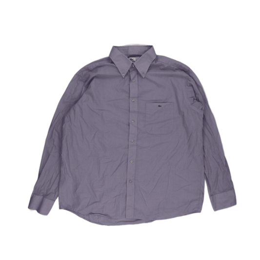 Lacoste Lilac Cotton Button Up Long Sleeve Shirt Size 46 Large Vintage