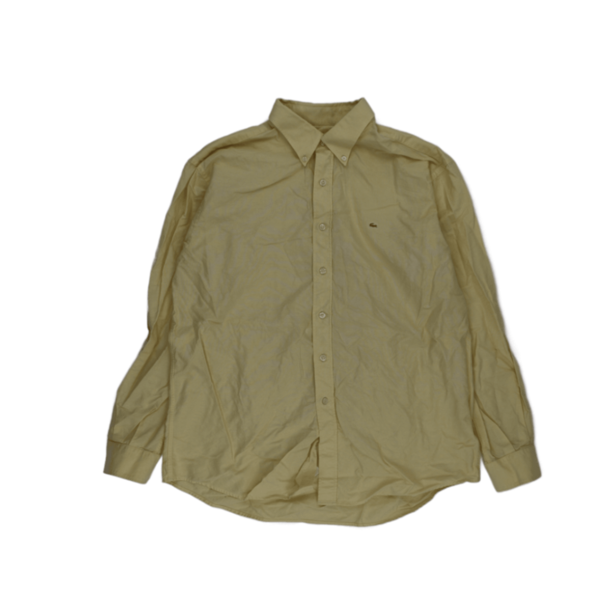 Lacoste Men's Yellow Cotton Button Down Shirt Size L Vintage Long Sleeve
