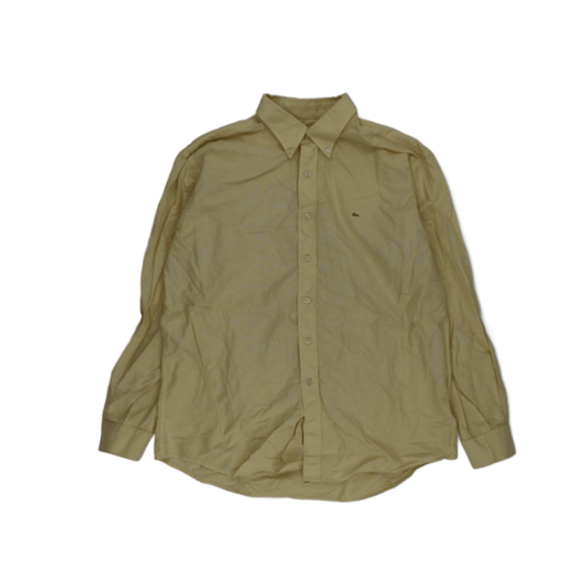 Lacoste Men's Yellow Cotton Button Down Shirt Size L Vintage Long Sleeve