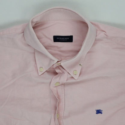 Burberry Pink Cotton Button Down Shirt Men Medium