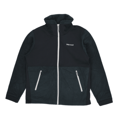 Marmot Women's Black Fleece Full Zip Outdoor Jacket UK 10 Polyester Fleece High Neck