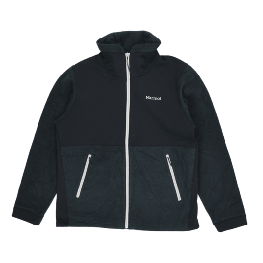 Marmot Women's Black Fleece Full Zip Outdoor Jacket UK 10 Polyester Fleece High Neck