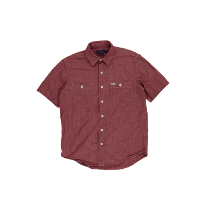 Polo Ralph Lauren Classic Fit Red Short Sleeve Shirt Size Small Linen Blend Casual