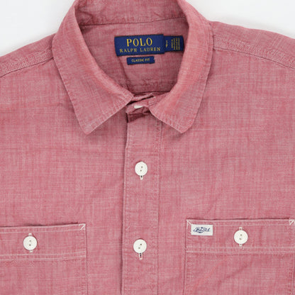 Polo Ralph Lauren Classic Fit Red Short Sleeve Shirt Size Small Linen Blend Casual