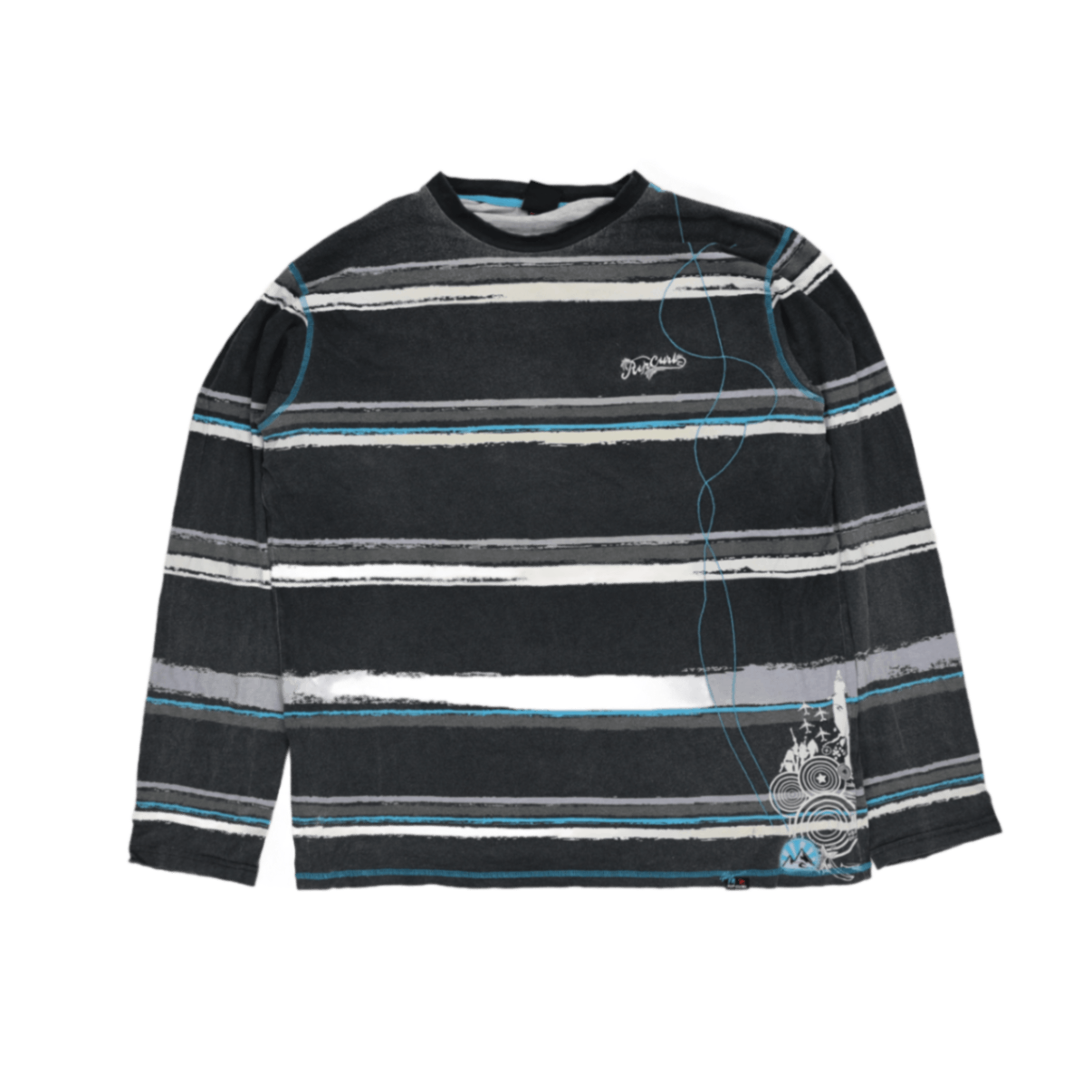 Rip Curl Men's Long Sleeve T-Shirt Black XL Cotton Blend Crew Neck Casual