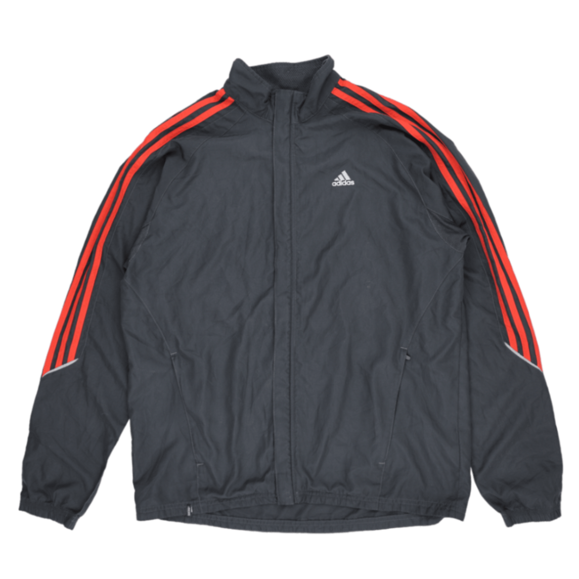 adidas Black Red Track Jacket Men's Small Polyester High Neck