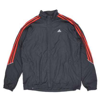 adidas Black Red Track Jacket Men's Small Polyester High Neck