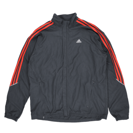 adidas Black Red Track Jacket Men's Small Polyester High Neck