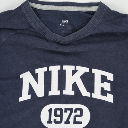 Nike 1972 Long Sleeve T-Shirt Navy Grey Medium Cotton Casual Crew Neck
