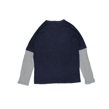 Nike 1972 Long Sleeve T-Shirt Navy Grey Medium Cotton Casual Crew Neck
