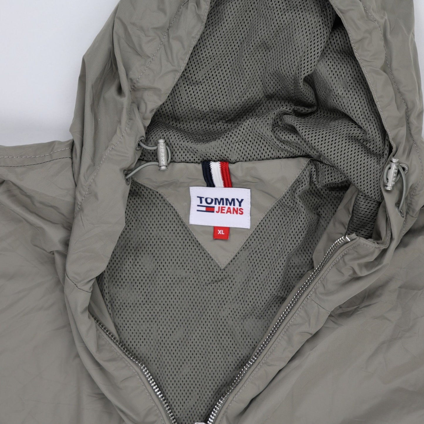 Tommy Jeans Grey Lightweight Hooded Jacket XL 100% Polyamide Shell 100% Polyester Lining