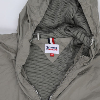 Tommy Jeans Grey Lightweight Hooded Jacket XL 100% Polyamide Shell 100% Polyester Lining