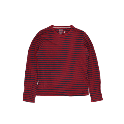 Tommy Hilfiger Casual Striped Long Sleeve T-Shirt Red Navy Size Medium Cotton
