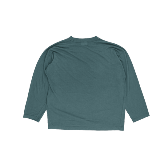 Naf Naf Vintage Teal Floral Patch Long Sleeve T-Shirt Size M Cotton