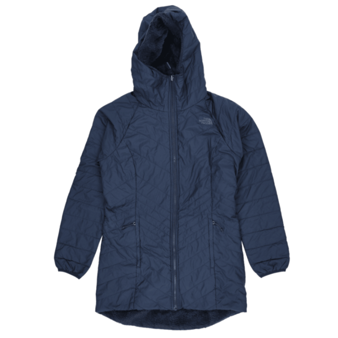 The North Face Navy Hooded Fleece Lined Parka Medium Polyester Outer