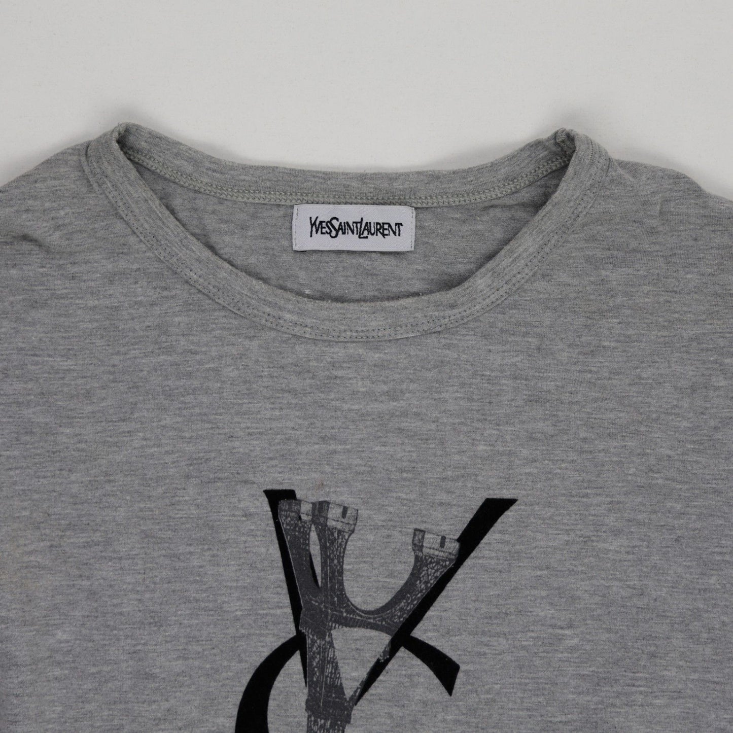 Yves Saint Laurent Grey Long Sleeve T-Shirt Men's Size M Cotton Crew Neck