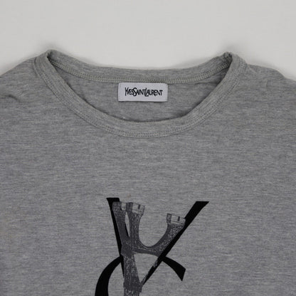 Yves Saint Laurent Grey Long Sleeve T-Shirt Men's Size M Cotton Crew Neck