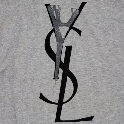 Yves Saint Laurent Grey Long Sleeve T-Shirt Men's Size M Cotton Crew Neck