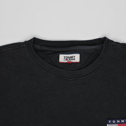 Tommy Jeans Black Cotton Crew Neck T-Shirt for Men Size Medium