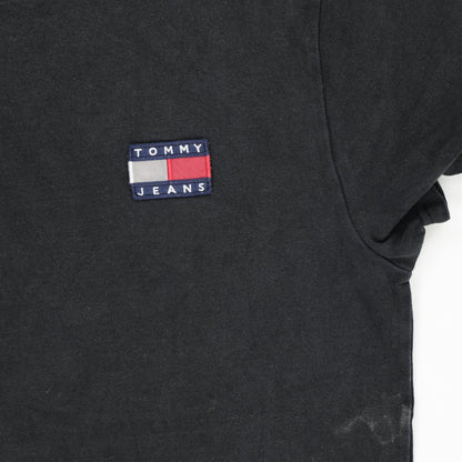Tommy Jeans Black Cotton Crew Neck T-Shirt for Men Size Medium