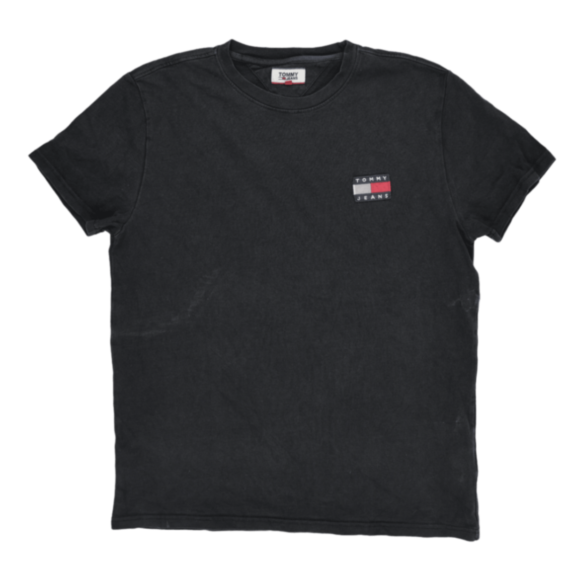 Tommy Jeans Black Cotton Crew Neck T-Shirt for Men Size Medium