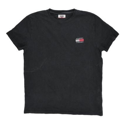 Tommy Jeans Black Cotton Crew Neck T-Shirt for Men Size Medium