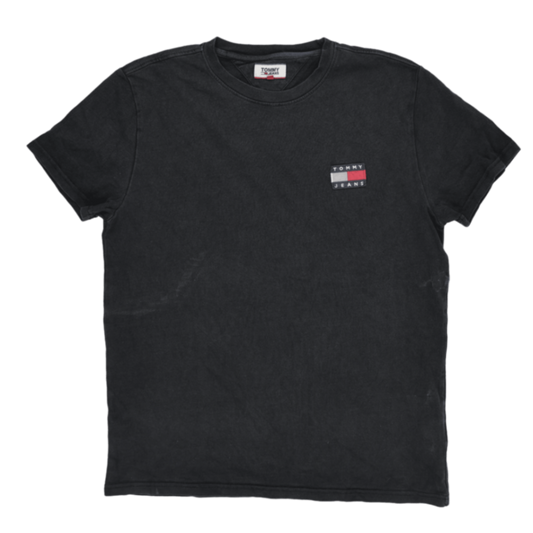 Tommy Jeans Black Cotton Crew Neck T-Shirt for Men Size Medium
