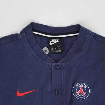 Nike Paris Saint-Germain Navy Blue Sports Polo Shirt Mens Size M Cotton Mandarin Collar