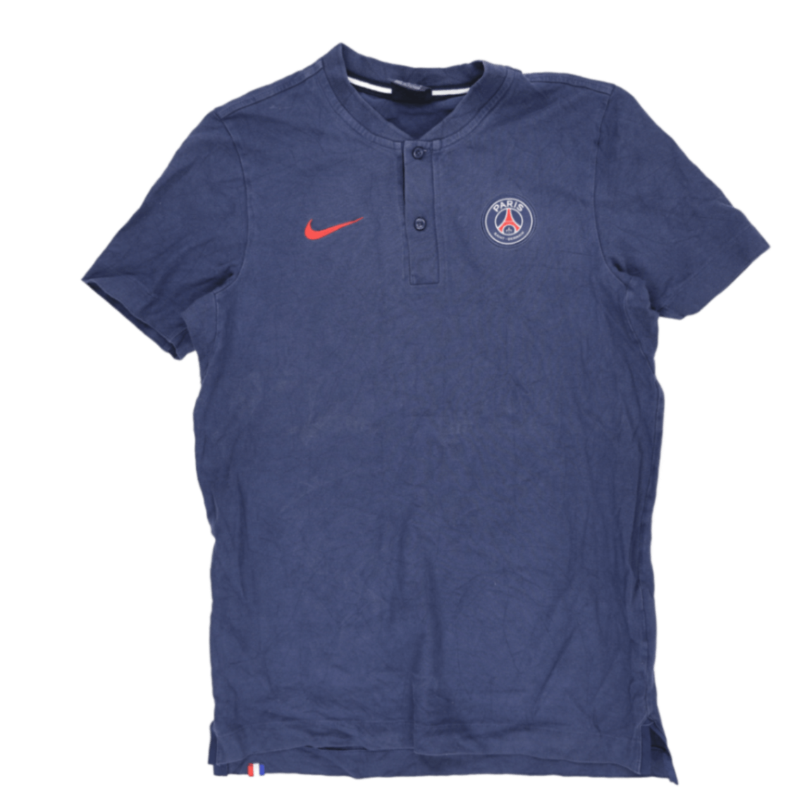 Nike Paris Saint-Germain Navy Blue Sports Polo Shirt Mens Size M Cotton Mandarin Collar