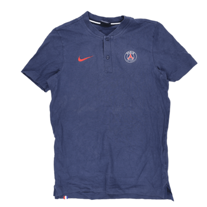 Nike Paris Saint-Germain Navy Blue Sports Polo Shirt Mens Size M Cotton Mandarin Collar