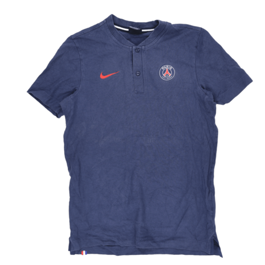 Nike Paris Saint-Germain Navy Blue Sports Polo Shirt Mens Size M Cotton Mandarin Collar