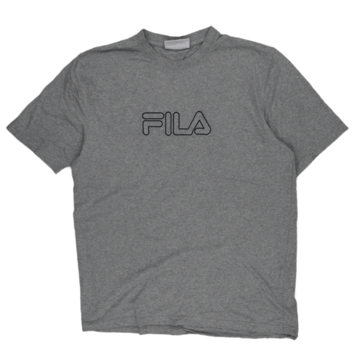 Fila Grey Cotton Logo T-Shirt Men's Large Crew Neck Short Sleeve