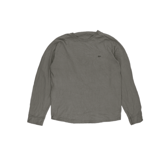 Lacoste Men's Grey Long Sleeve Crew Neck T-Shirt Large Cotton