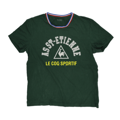 Le Coq Sportif AS St-Etienne Green Graphic T-Shirt Large Cotton Crew Neck
