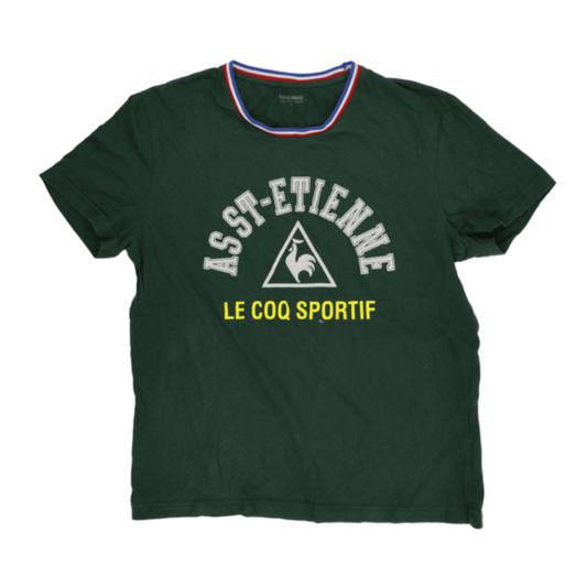 Le Coq Sportif AS St-Etienne Green Graphic T-Shirt Large Cotton Crew Neck
