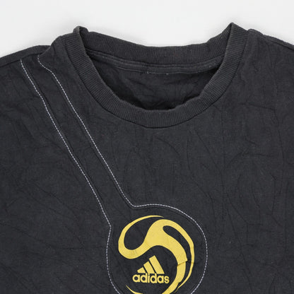 adidas Vintage Long Sleeve Black Graphic T-Shirt Size Large Cotton Crew Neck