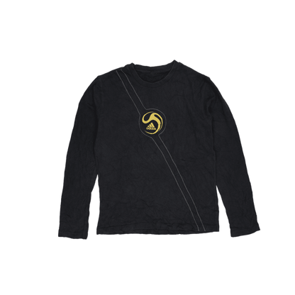 adidas Vintage Long Sleeve Black Graphic T-Shirt Size Large Cotton Crew Neck