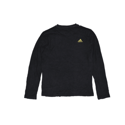adidas Vintage Long Sleeve Black Graphic T-Shirt Size Large Cotton Crew Neck