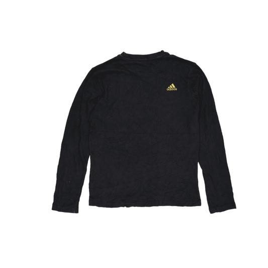 adidas Vintage Long Sleeve Black Graphic T-Shirt Size Large Cotton Crew Neck