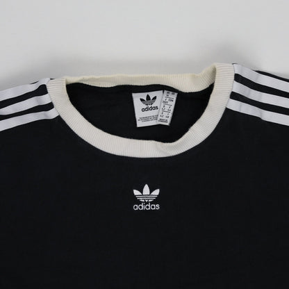 adidas Originals Black Long Sleeve T-shirt XL Cotton Blend Crew Neck 3-Stripes