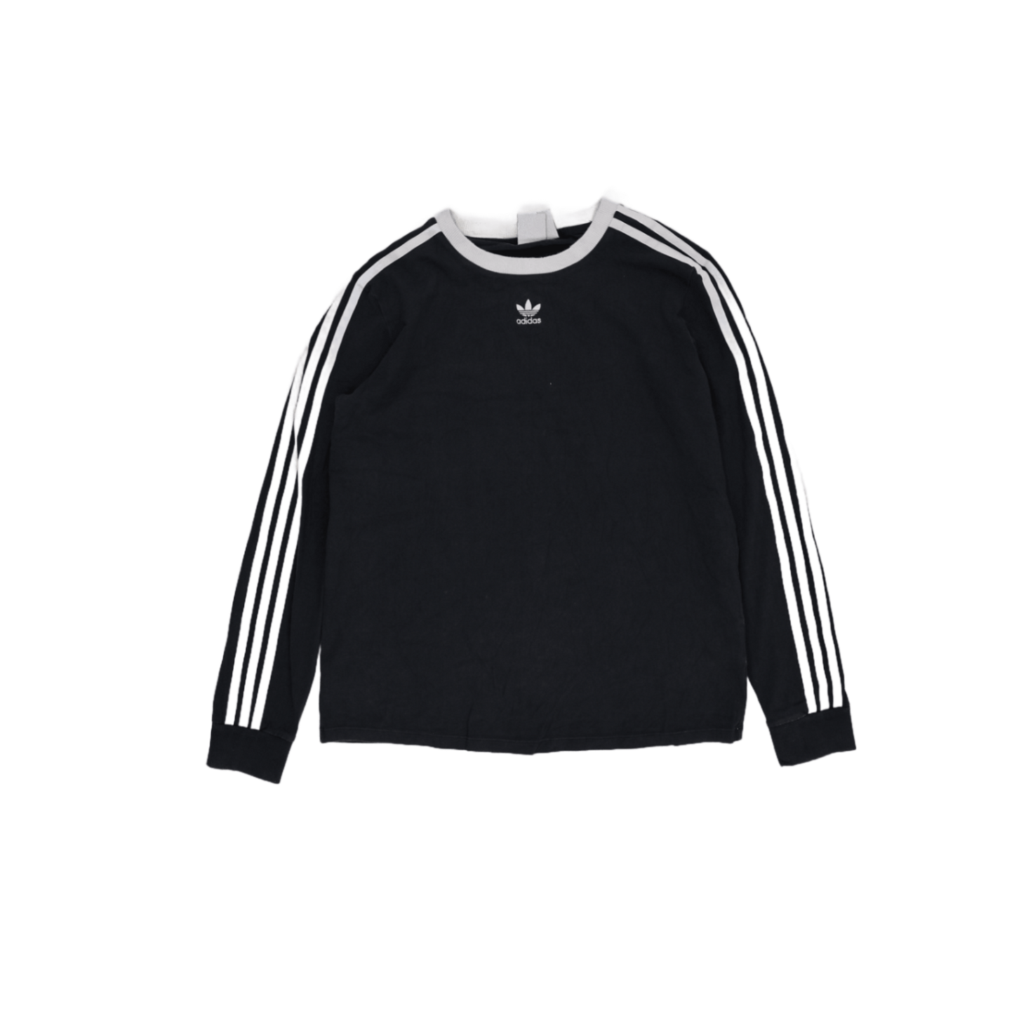adidas Originals Black Long Sleeve T-shirt XL Cotton Blend Crew Neck 3-Stripes