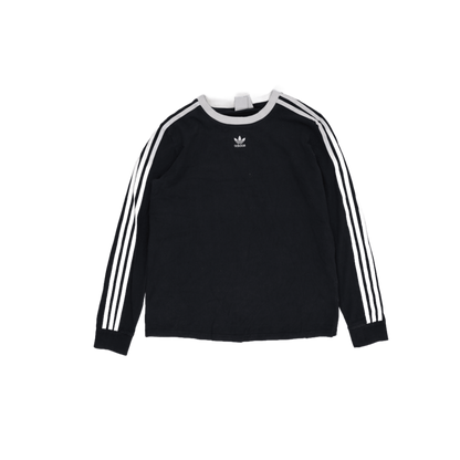 adidas Originals Black Long Sleeve T-shirt XL Cotton Blend Crew Neck 3-Stripes