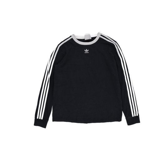 adidas Originals Black Long Sleeve T-shirt XL Cotton Blend Crew Neck 3-Stripes