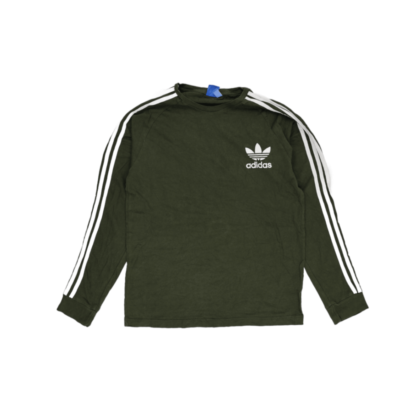 adidas Originals Khaki Long Sleeve Trefoil Logo Shirt Large Cotton Streetwear