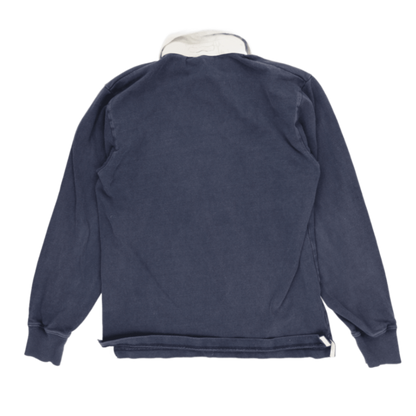 GANT Navy Long Sleeve Rugby Polo Shirt for Men Size L 100% Cotton