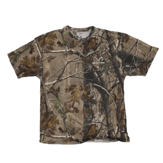 Realtree Outfitters Camouflage T-Shirt Brown Camo XXL 100 Percent Cotton Crew Neck Outdoor Tee
